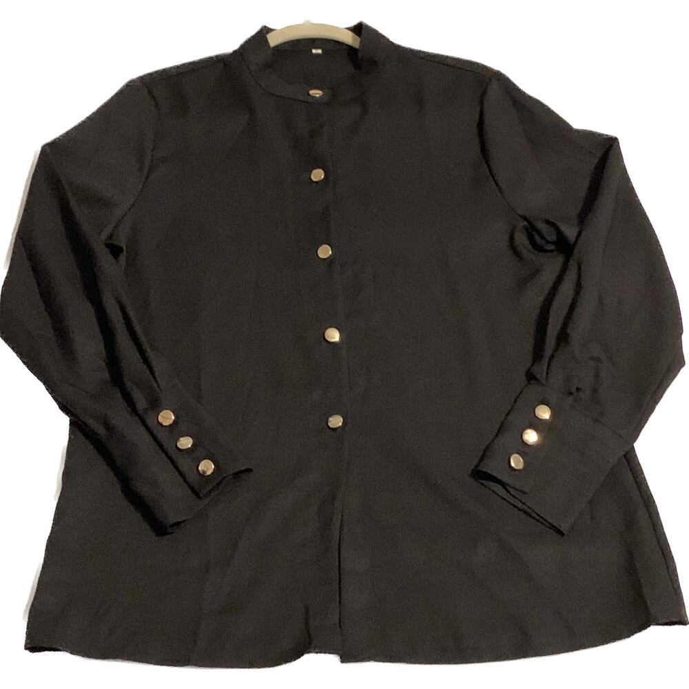 Unbranded Women Blouse Black Size XL Gold Tone Button Front Closure Lightweight